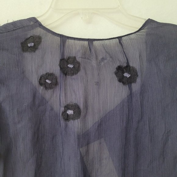 Ebene by Patrick Assuline Shirt Womens S Tossia Silk Embroidered Beaded Blouse - Picture 10 of 15